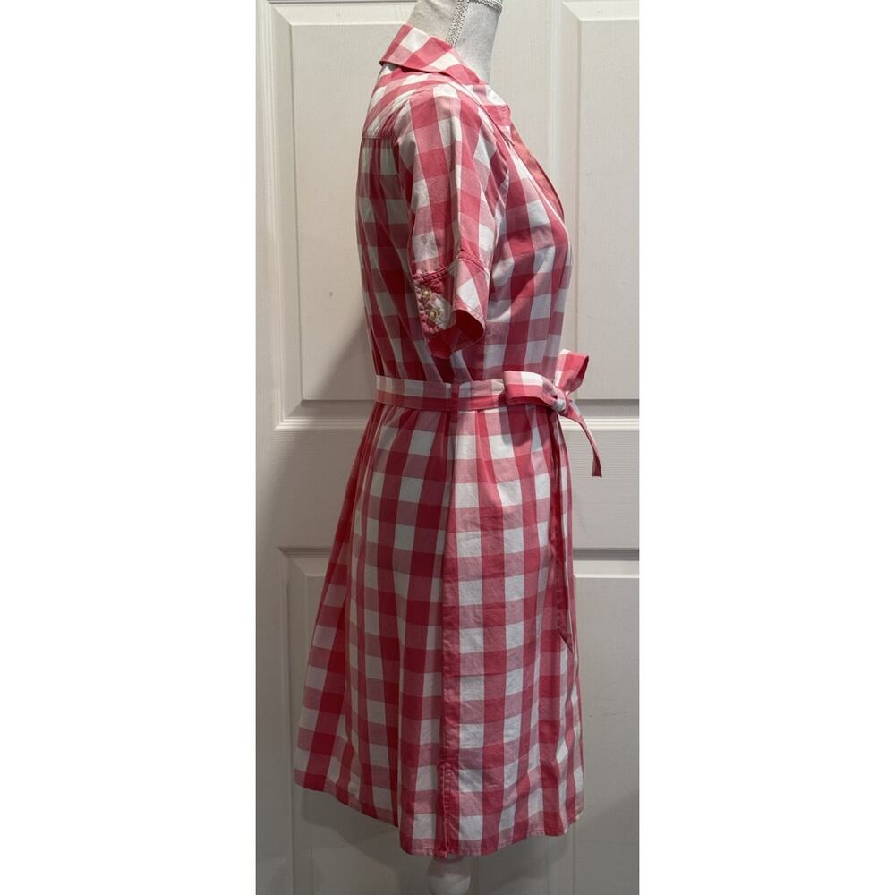 Vineyard Vines Size 8 Pink White Gingham Buffalo Check Shirt Dress Belted - Picture 8 of 10